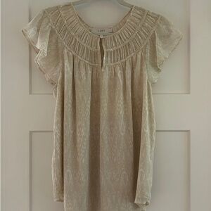 LOFT Cream Ruffle Sleeve Blouse
